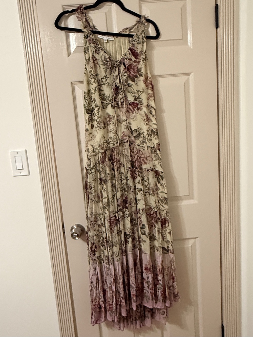 SECRET MISSION Emmeline Ruffle-Trim 100% Silk Maxi Dress Size Medium - Picture 3 of 15